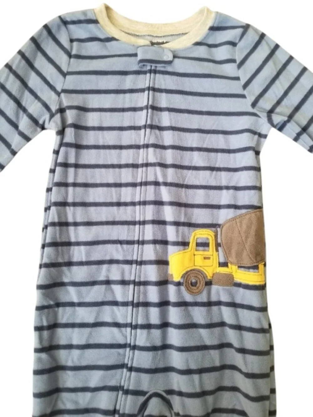 CARTER'S Blue Striped CEMENT TRUCK Fleece Blanket Sleeper Boys 5 5T